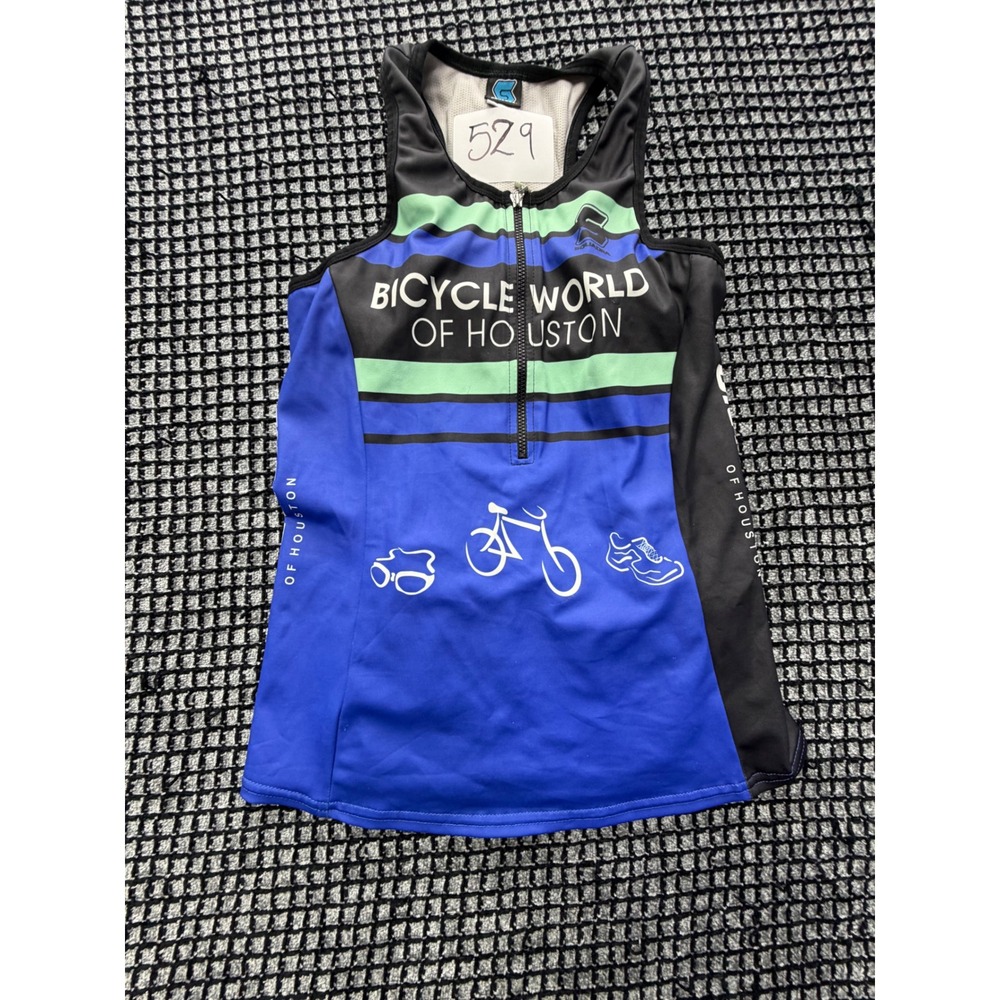 Squadra‎ Tri Top Women Small Blue Bicycle World of Houston Sleeveless